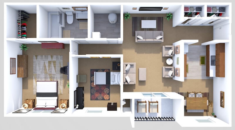 Floor Plan - 2 Bed 1 Bath