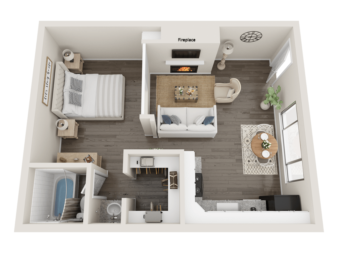 Floor Plan - One Bedroom A - Corporate Suites