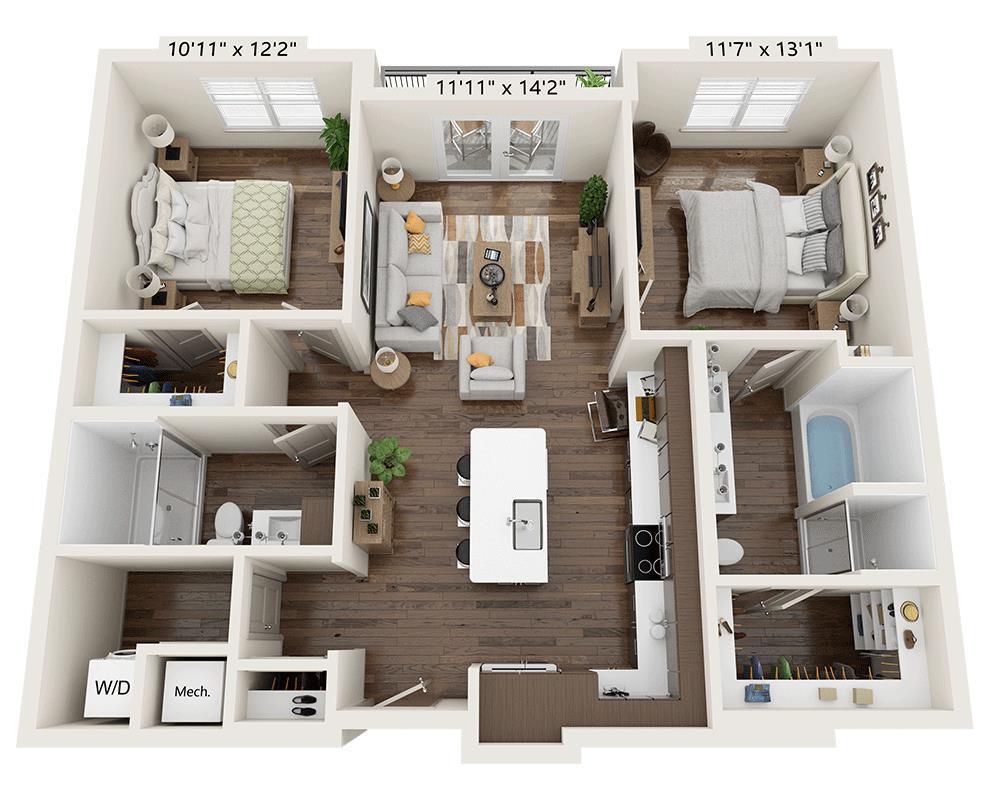 Floor Plan - Two Bedroom B2B-III