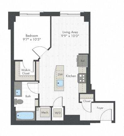 Floor Plan - 1 Bed/1 Bath-C