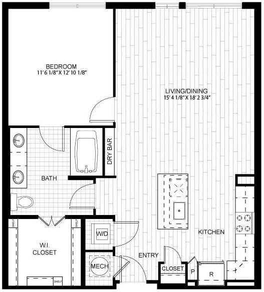 Floor Plan - 1 Bed/1 Bath-F_A03