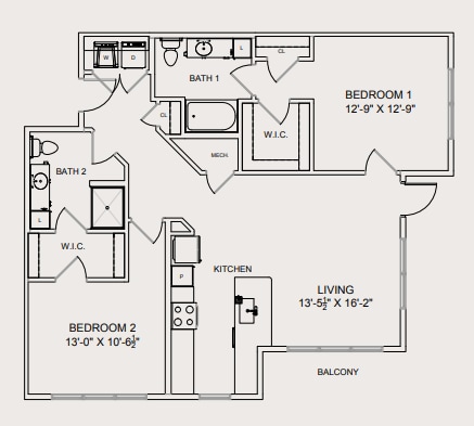 Floor Plan - Two Bedroom - A Day in the Life