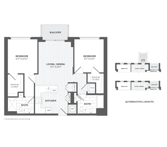Floor Plan - 2 Bed/2 Bath-B1.MT 367 Orange