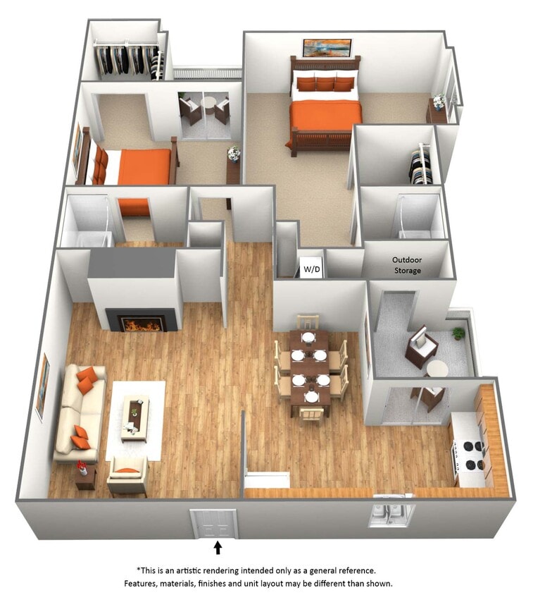 Floor Plan - 2 Bedroom 2 Bath - B2