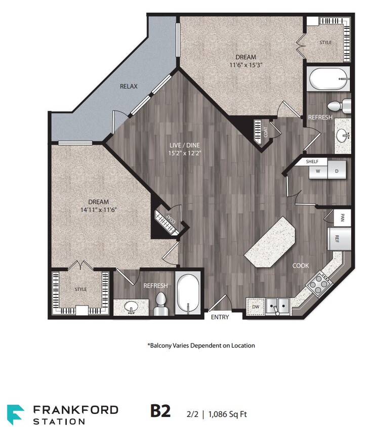 Floor Plan - 2 Bed 2 Bath