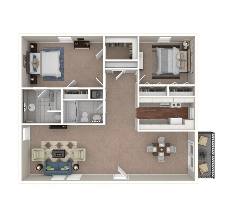Floor Plan - 2 Bedroom 2 Bathroom 