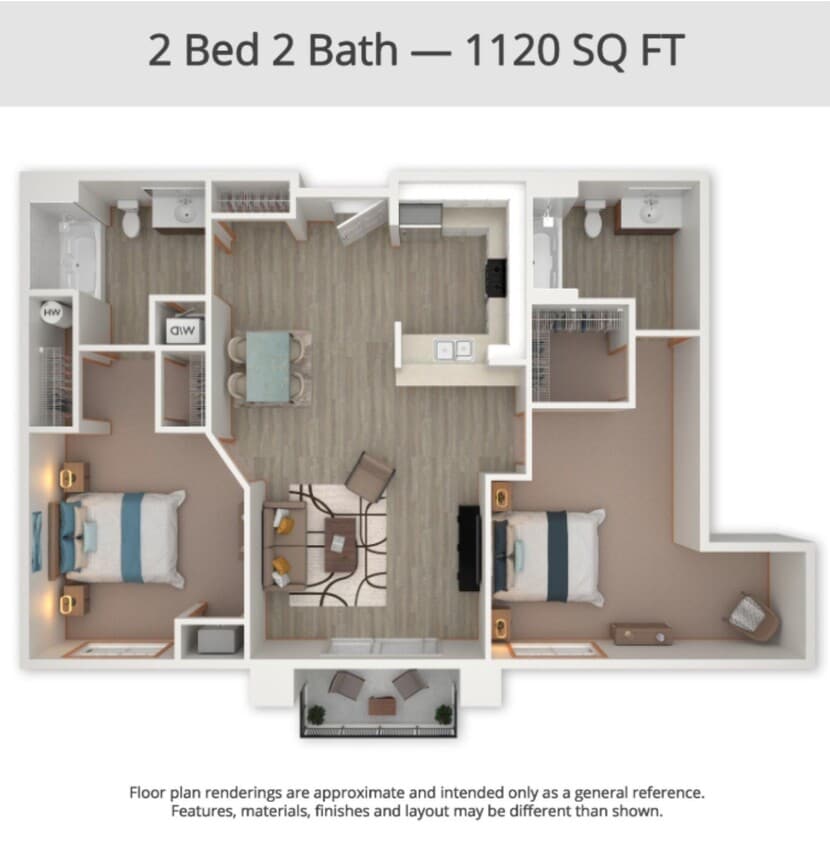 Floor Plan - 2 Bed 2 Bath (B3)