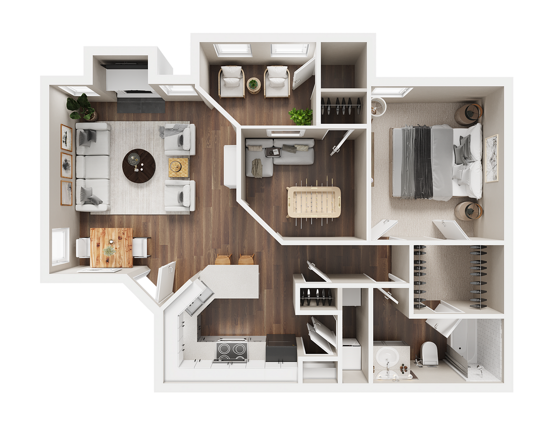 1 BR x 1 BA with Washer/Dryer C - 1 BR x 1 BA with Washer/Dryer C