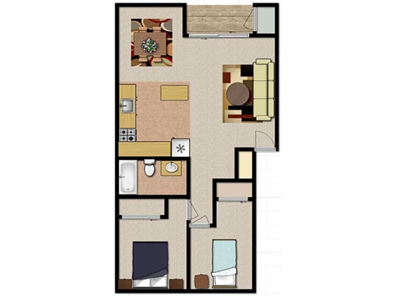 Floor Plan - 2 Bedroom 1 Bath