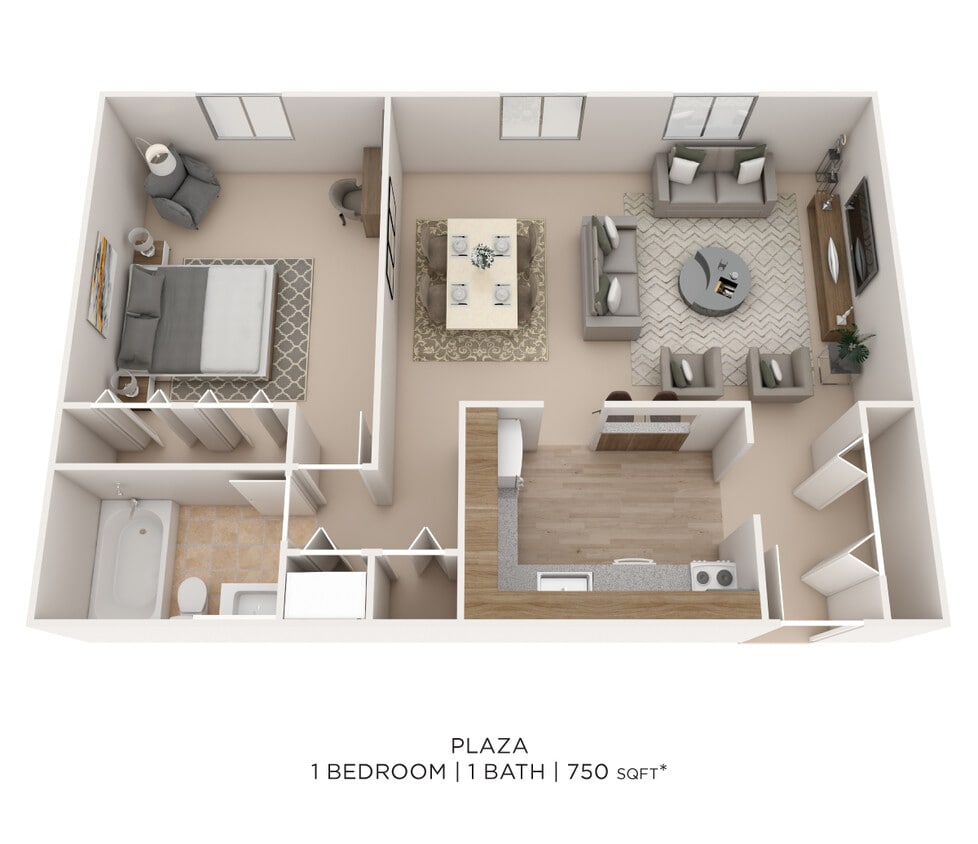 Floor Plan - One Bedroom- 750 sqft