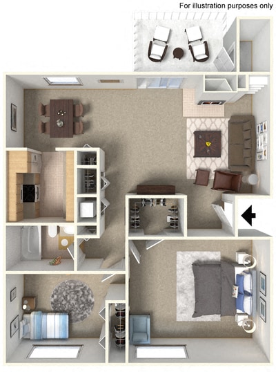 Floor Plan - Two Bedroom One Bath 