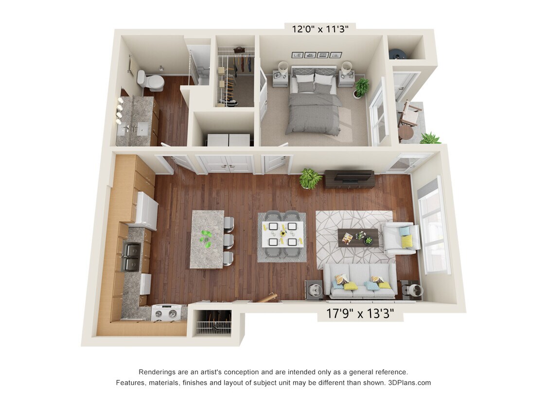 Floor Plan - One Bedroom (Wheelchair Accessible)