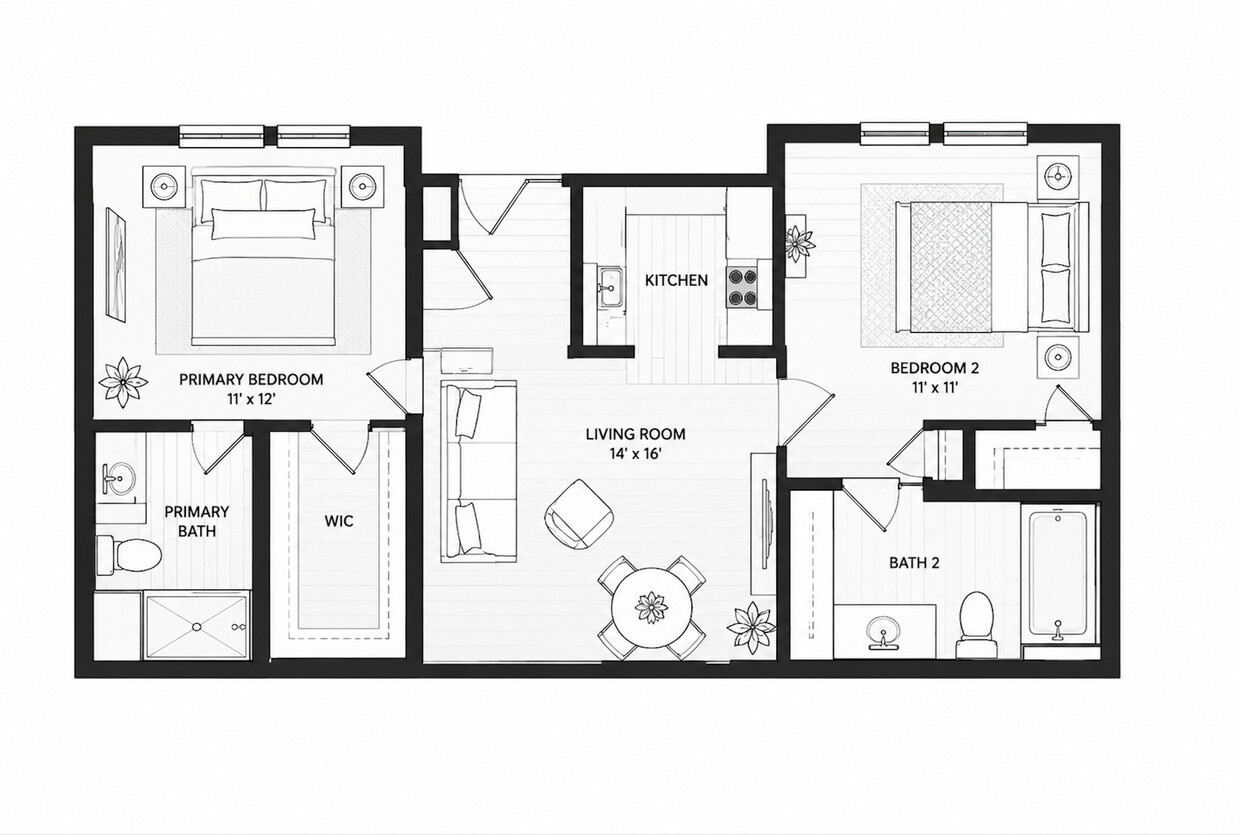 Floor Plan - 2 Bed/2 Bath