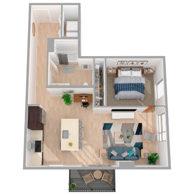 Floor Plan - 1 Bed/1 Bath-a19.1