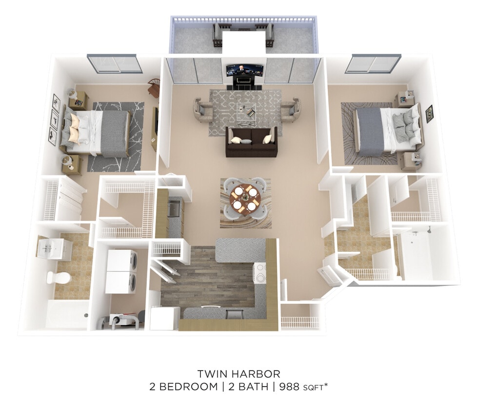 Floor Plan - Two Bedroom 2 Bath