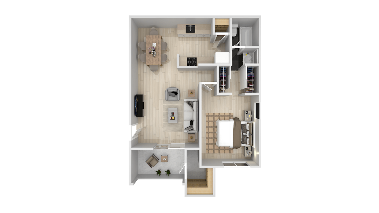 Floor Plan - 1 Bedroom 1 Bath A