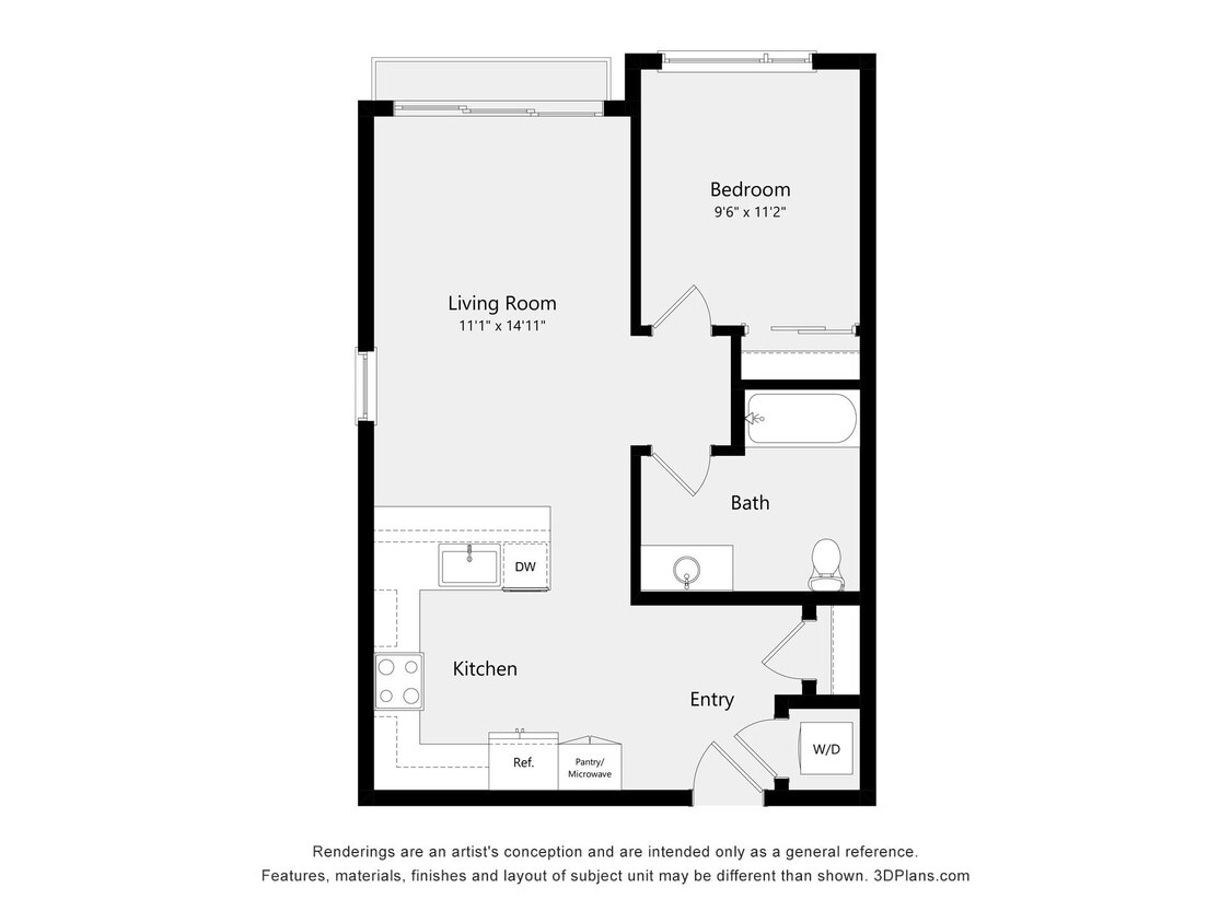 Floor Plan - One Bedroom B02A