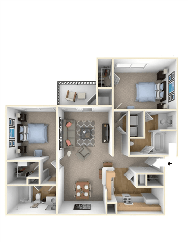 Floor Plan - 2 Bed | 2 Bath - B2