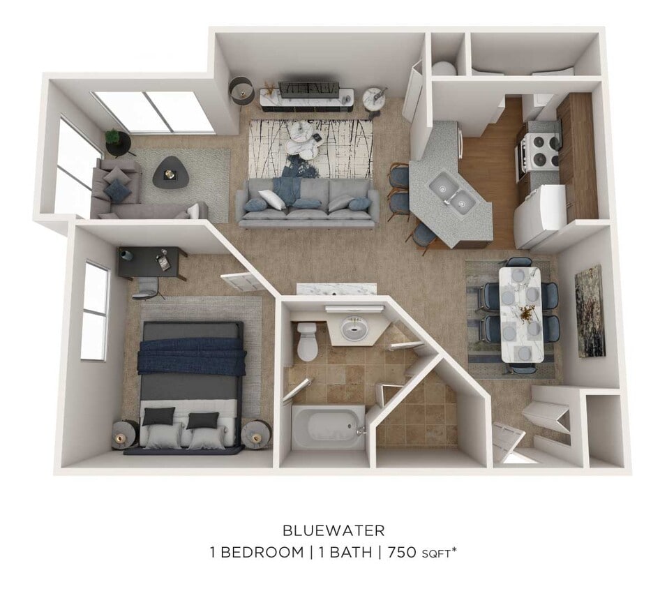 Floor Plan - One Bedroom-750 sqft