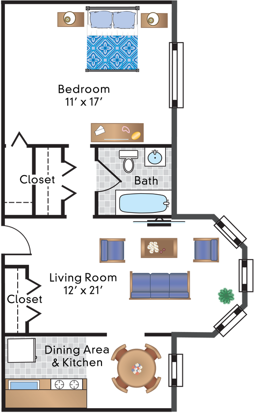 Floor Plan - 1 Bedroom 06 Tier