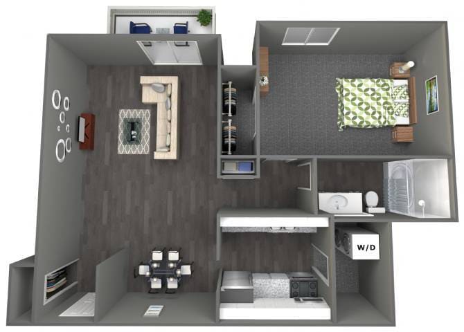 Floor Plan - 1 Bed 1 Bath 