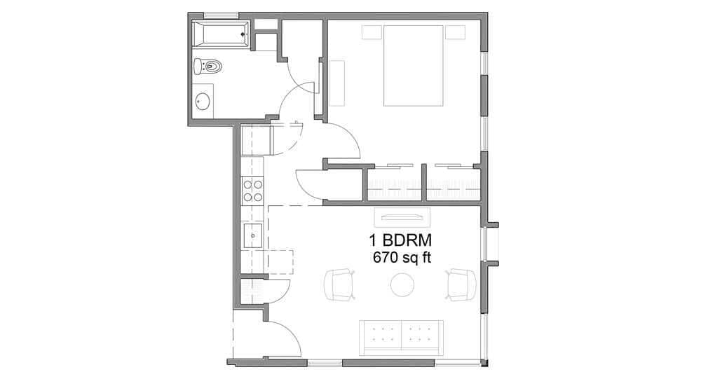 Floor Plan - Large One Bedroom