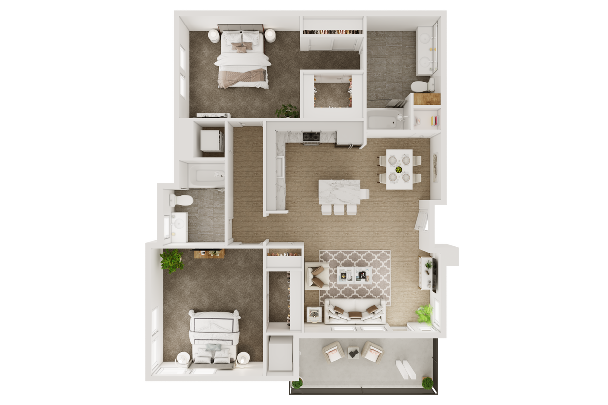Floor Plan - 2BD, 2BTH B4
