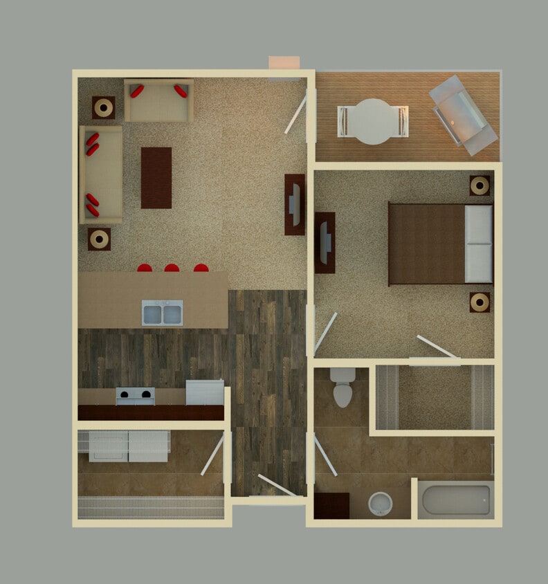 Floor Plan - 1 Bedroom 1 Bathroom