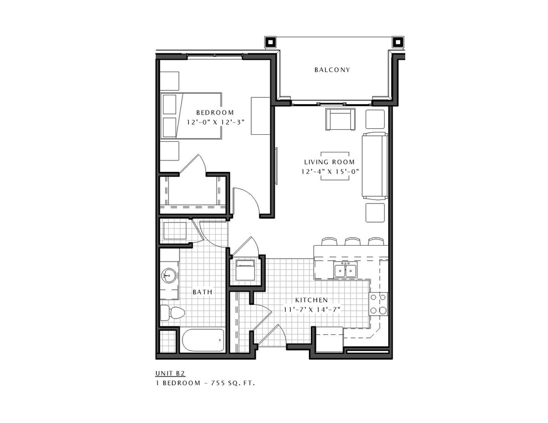 B2 - 1-bedroom B1