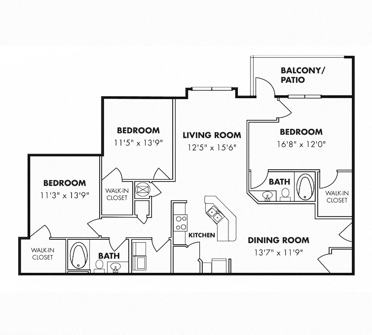 Floor Plan - 3 Bedroom/2 Bath with Garage