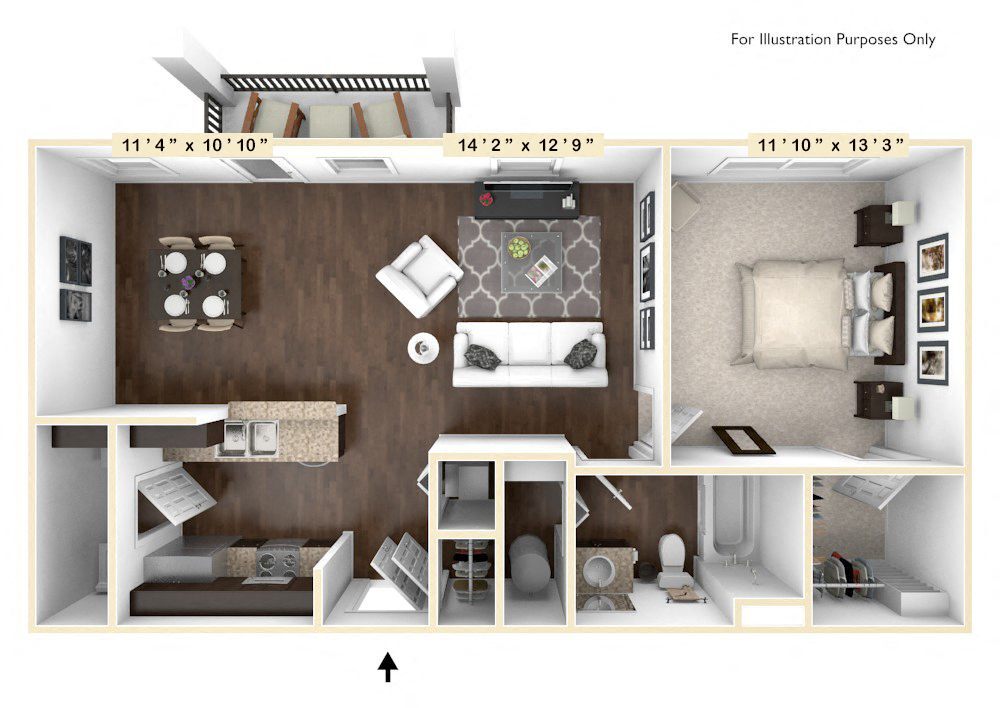 Floor Plan - The Tuscany 1 BR 1 BA
