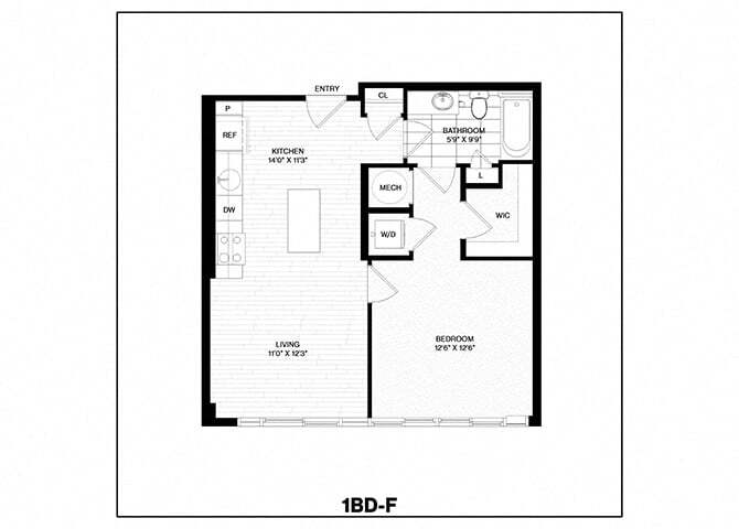 Floor Plan - 1 Bed/1 Bath-F