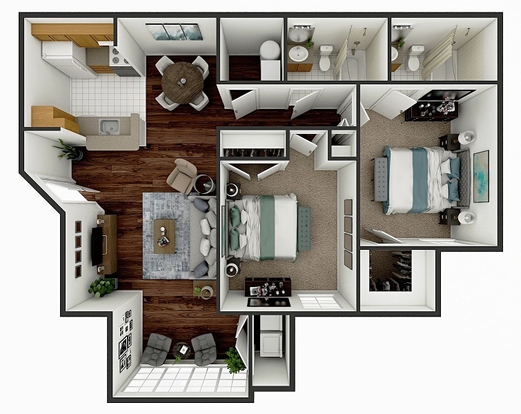 Floor Plan - 2BR2B- 60%Ashton Point