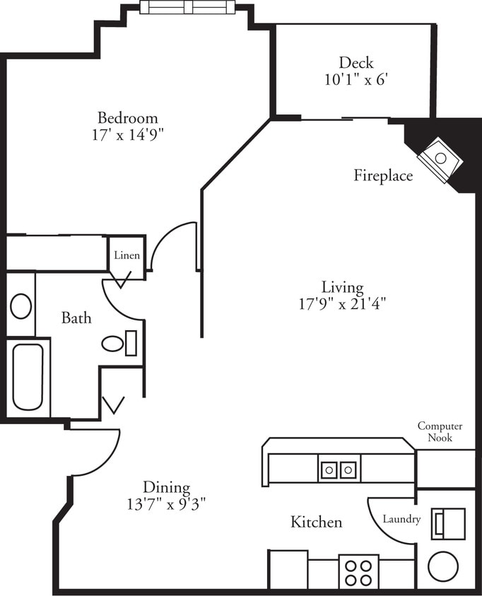 Floor Plan - Lofts - 1 Bed, 1 Bath Dunes