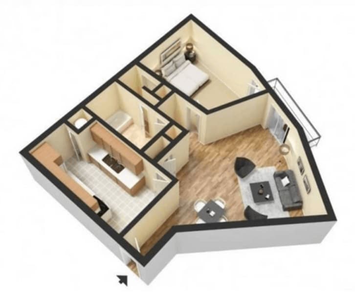 Floor Plan - 1 Bedroom 1 Bathroom