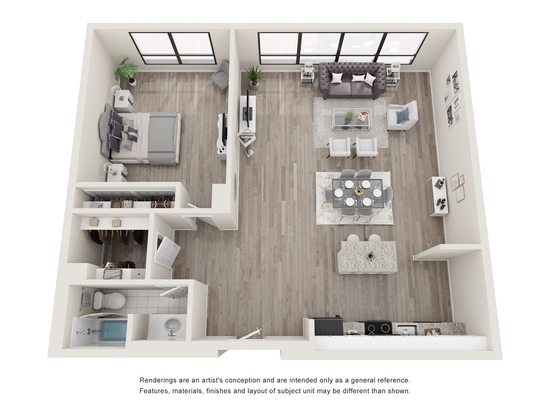 Floor Plan - 1 BED 1 BATH BALCONY [A1B]