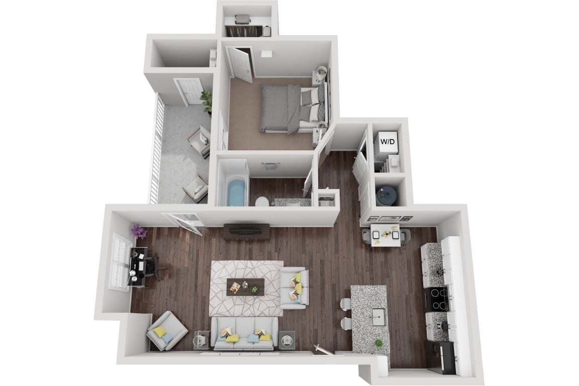 Floor Plan - The Masonboro 1 Bedroom 1 Bath Renovated