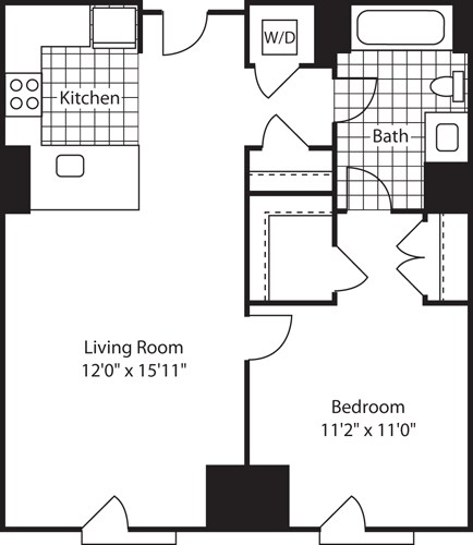 Floor Plan - 1 Bed (North)- 676
