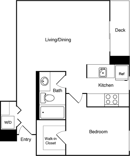 Floor Plan - 1 Bed 708-1708 SW