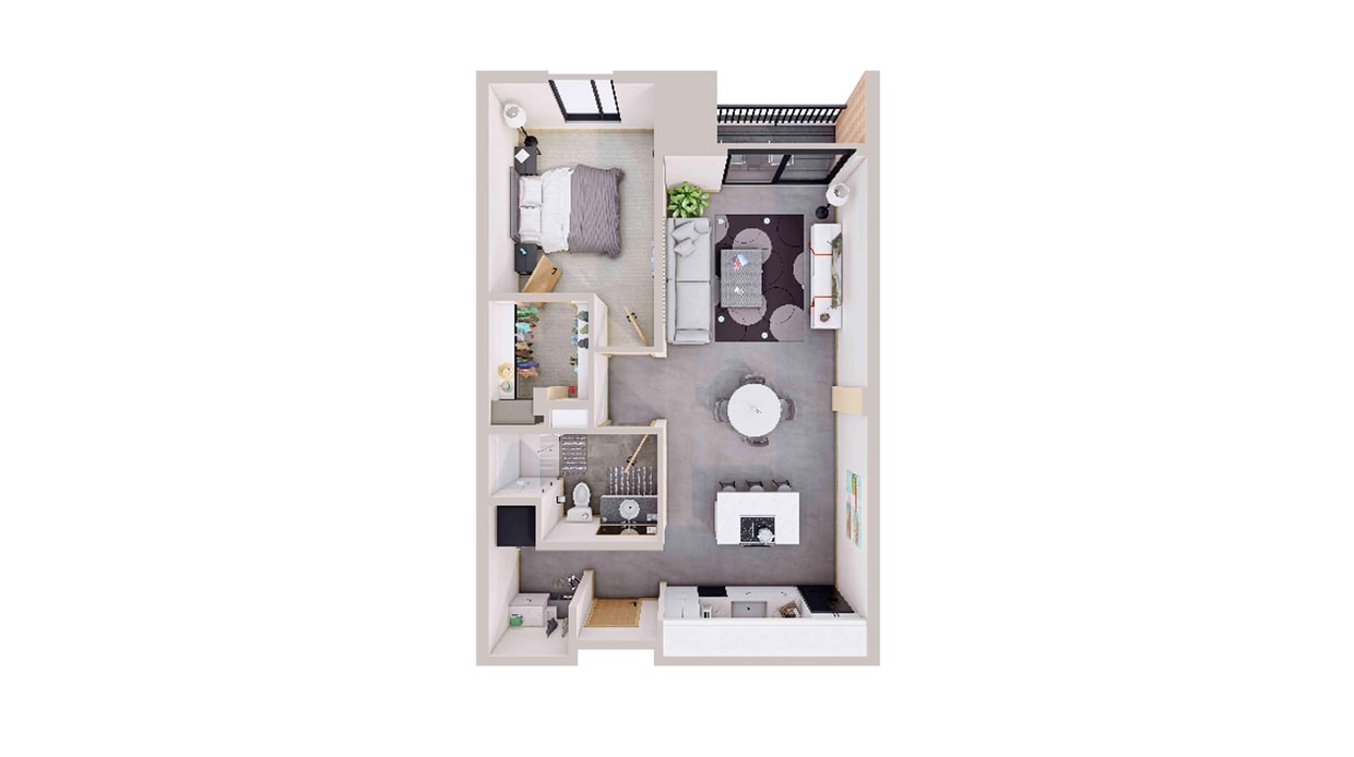 Floor Plan - 1 Bed/1 Bath - 5&6