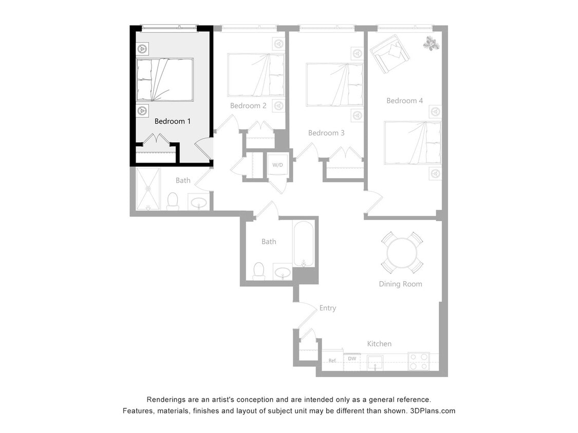 The Reserve_F1New - Furnished Room in a 4 Bedroom 2 Bathroom (F1)
