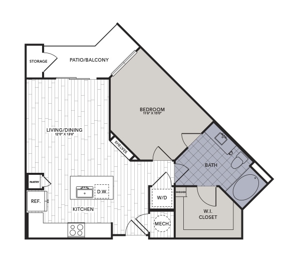 Lake Walk A3 FP.jpg - A3 - One Bedroom, One Bathroom