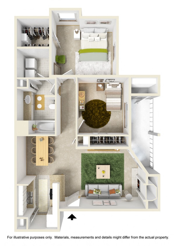 Floor Plan - Two Bed One Bath