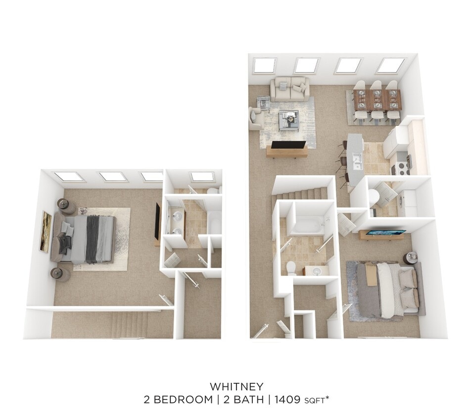 Floor Plan - Two Bedroom 2 Bath Townhome-Whitney