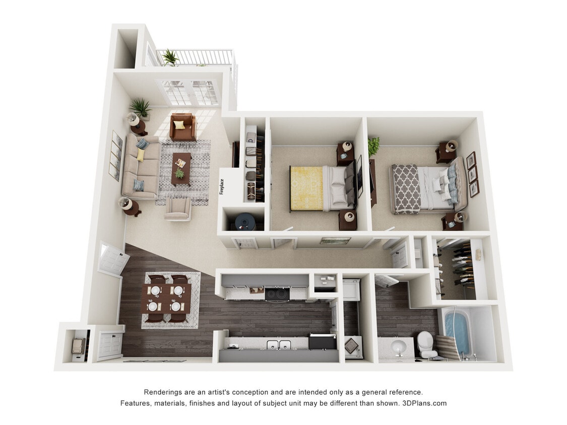 Floor Plan - 2/1 1107sf