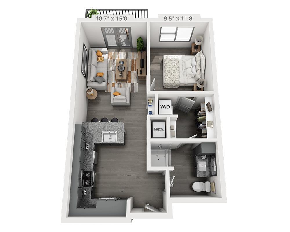 Floor Plan - One Bedroom A1A-II
