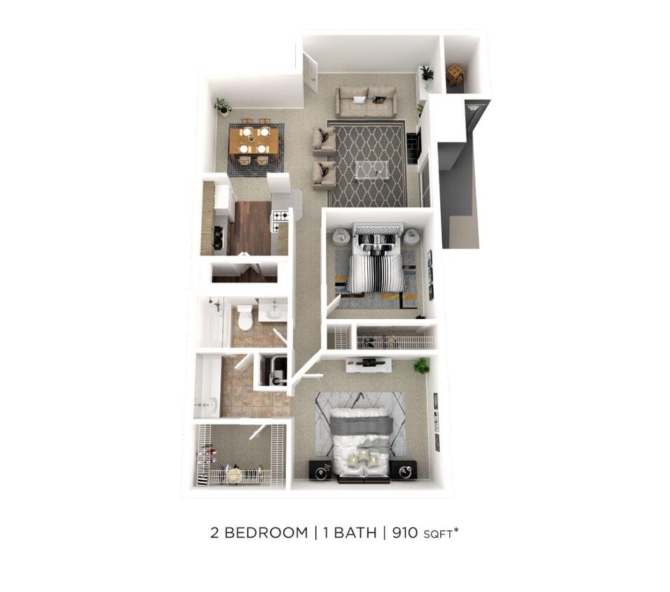 Floor Plan - Two Bedroom - 910 sqft