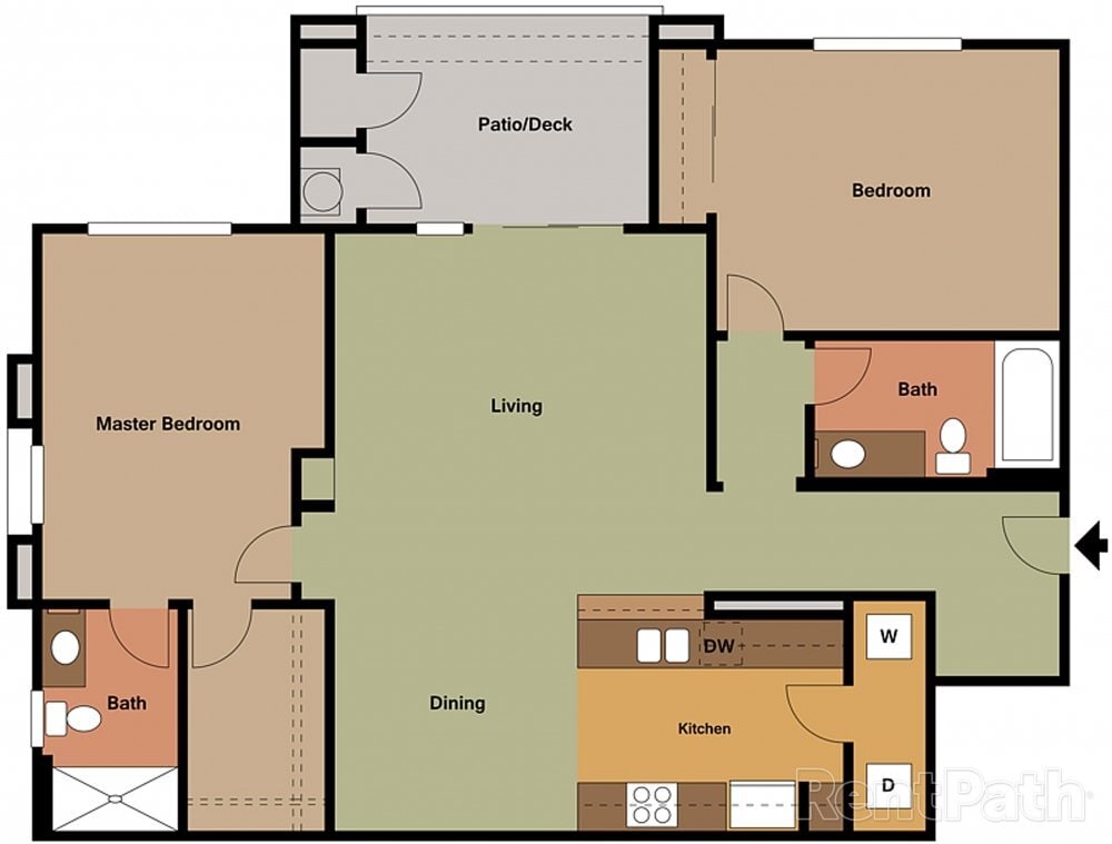 Second Floor - 2 Bedrooms, 2 Bathrooms