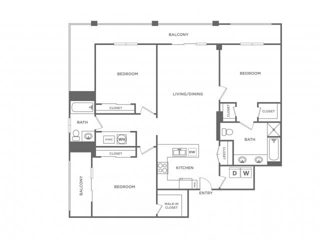 Three Bedroom Two Bath (1388 SF) - Three Bedroom Two Bath (1388 SF)