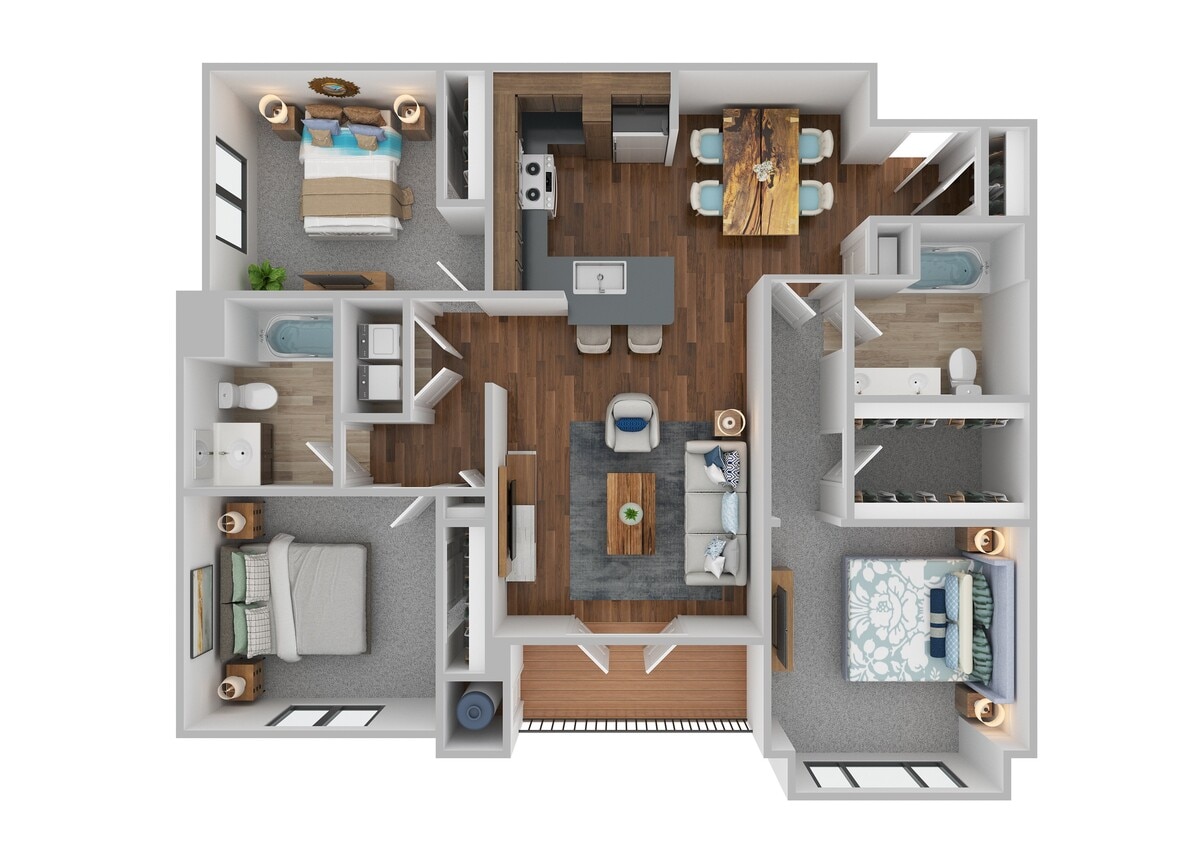 Floor Plan - Three Bedroom Two Bath